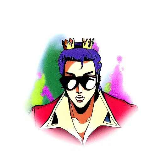 elvis with spraypaint crown tattoo design idea