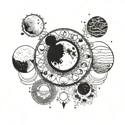 Different Moon Phases tattoo design idea