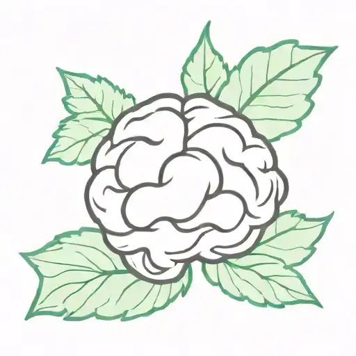 brain tea mint leaves tattoo design idea