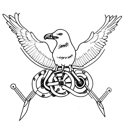 a Seagul who rides a motorcycle tattoo design idea