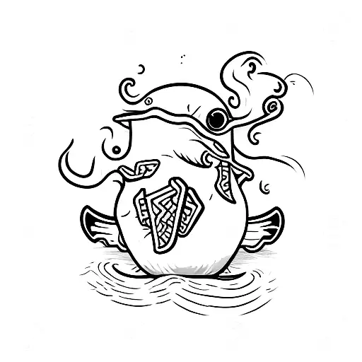 a Seagul who runs with a chips  tattoo design idea