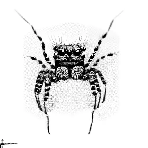 Jumping spider, phiddipus regius, digital painting tattoo design idea