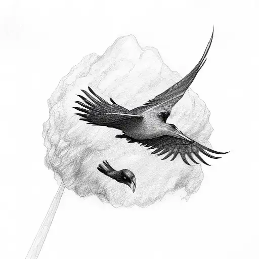 flying raven holding a snake in its claws ,hyper de tattoo design idea