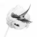 flying raven holding a snake in its claws ,hyper de tattoo design idea