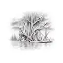 forearm tattoo of cypress tree swamp tattoo design idea