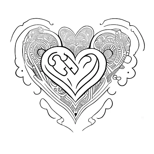 M and W with paw and heart  tattoo design idea