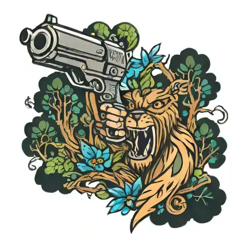 survival guns woods tattoo design idea