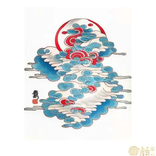 red japanese cloud tattoo design idea