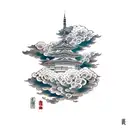 red japanese cloud tattoo design idea