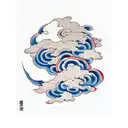 red japanese cloud tattoo design idea