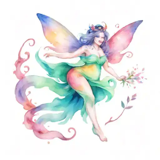 plus size fairy tattoo design idea