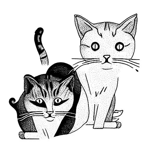 Three cats, one of them black, another siames and the last one white and black tattoo design idea