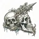 skull rock and roll tattoo design idea