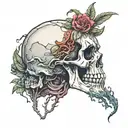skull rock and roll tattoo design idea