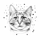 cat with stars line work tattoo design idea
