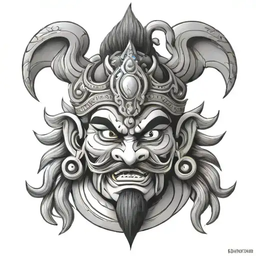 tattoo design of Ravana from Ramayana  10 heads, in 9 different emotions and in different looks  tattoo design idea