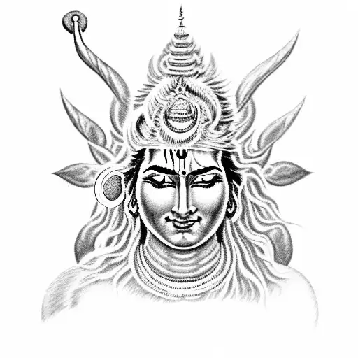 shiva, chillum, trishul, third eye tattoo design idea