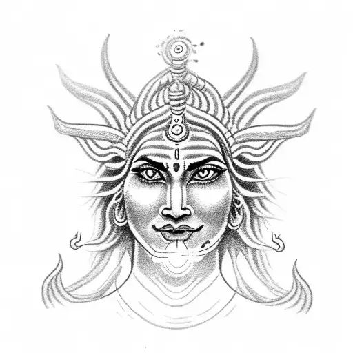 shiva, smoking, trishul, third eye tattoo design idea
