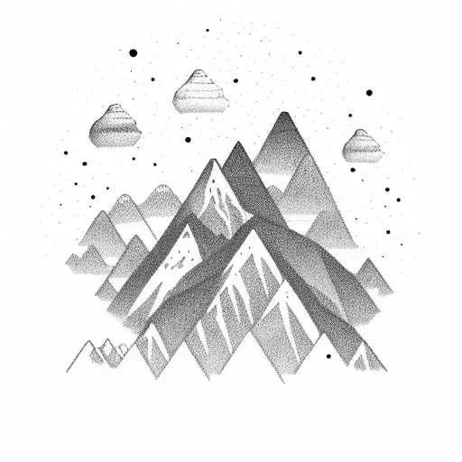 glimpse from the movie Chungking Express with mountains and sky filled with stars . And a man filming them with a camera tattoo design idea