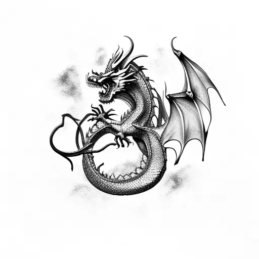 western dragon tattoo outline