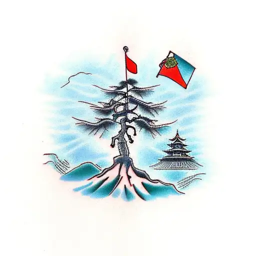Chinese tree tattoo design idea