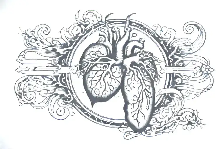 lung cancer and ekg line running tattoo design idea