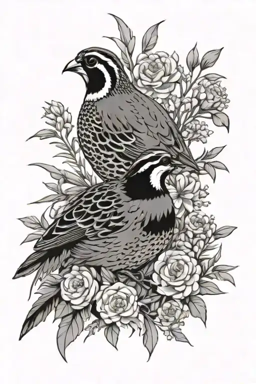 flowers and plants native to Alabama. quail family  tattoo design idea