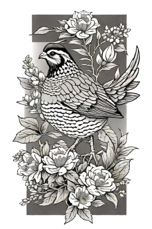 flowers and plants native to Alabama. quail.  tattoo design idea