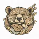 bear sleeping with a squirrel snuggled up against his cheek  tattoo design idea