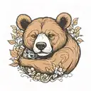 bear sleeping with a squirrel snuggled up against his cheek  tattoo design idea