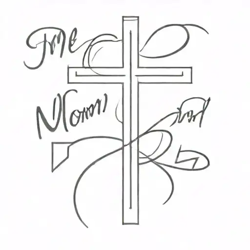 cross tattoo including the words "Mom" "Dad" "Chase" "Avery" tattoo design idea