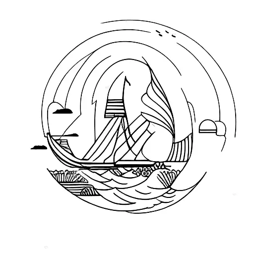 bridge boat water tattoo design idea