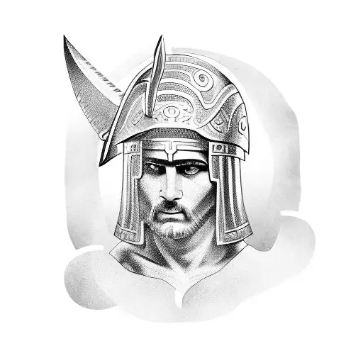 Ancient Greek warrior with a modern twist tattoo design idea