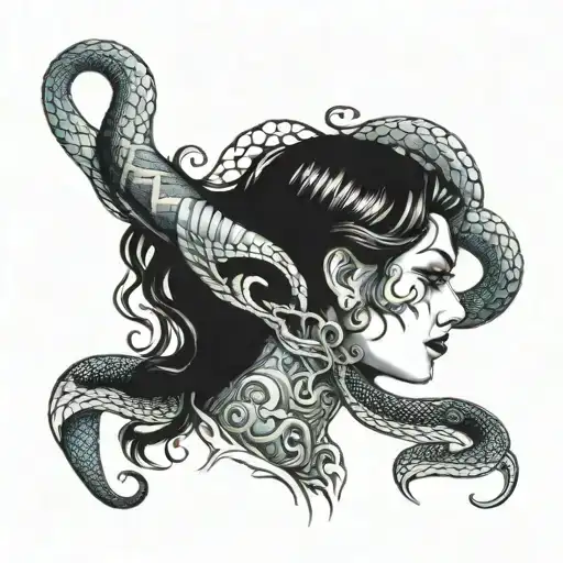 siren with snakes tattoo design idea