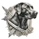 dagger, Labrador, army tattoo design idea