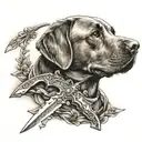 dagger, Labrador, army tattoo design idea