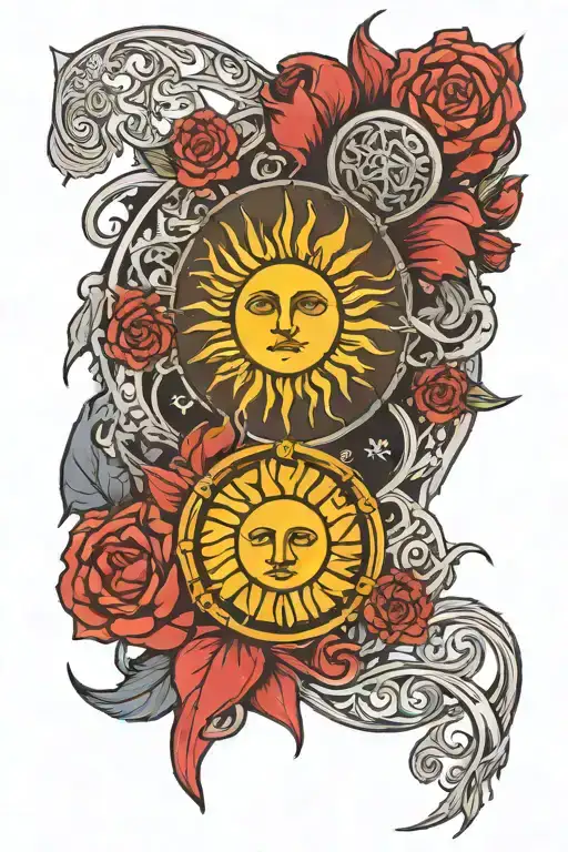 The Sun tarot card in a Game of Thrones inspired tattoo design idea