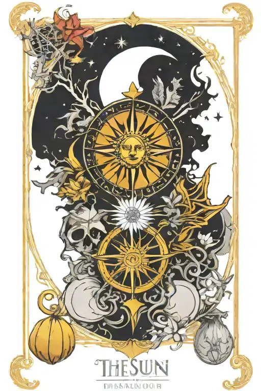 The sun Tarot card design featuring elements from game of thrones, blending the client's favorite things in a unique way tattoo design idea