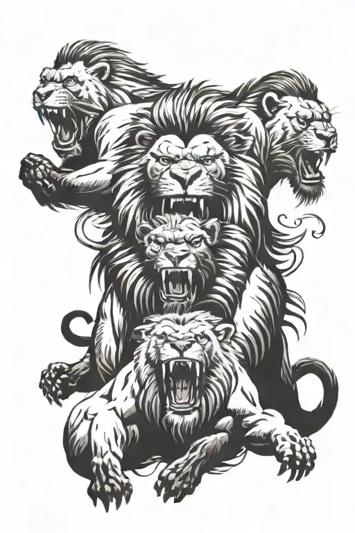 gorillas and lions upper body roaring tattoo design idea