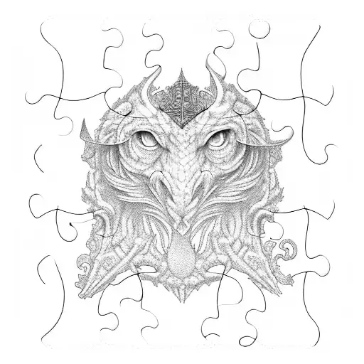 soulmates puzzle tattoo design idea