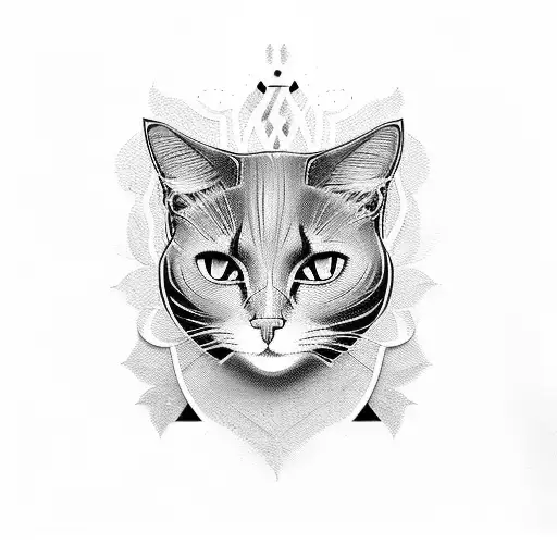 black cat and orange cat tattoo design idea