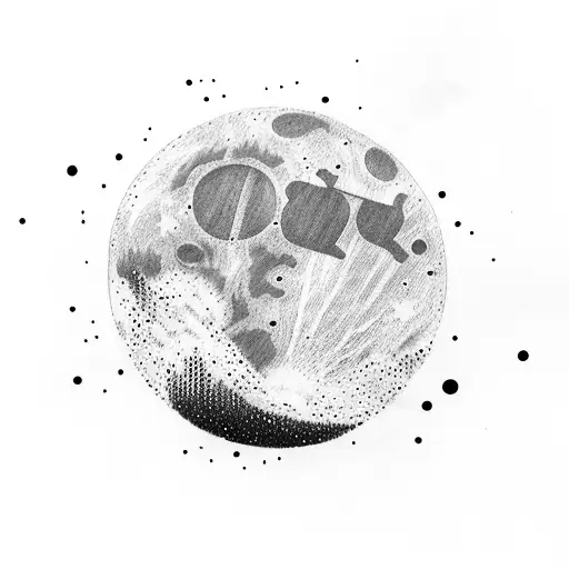 moon, broken heart, Disappointment, star  tattoo design idea