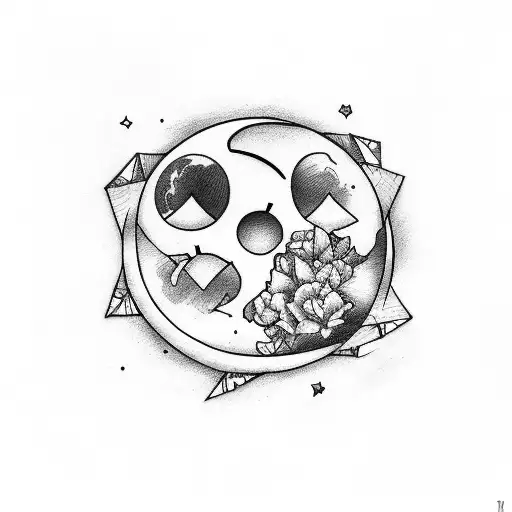 letter D, moon, never give up , broken heart, tattoo design idea