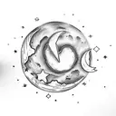 moon, broken heart, Disappointment, star  tattoo design idea