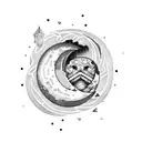 moon, Disappointment, broken heart, glow letter D  tattoo design idea