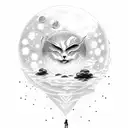 moon, Disappointment, broken heart, glow letter D  tattoo design idea