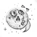 moon, Disappointment, broken heart, letter D  tattoo design idea