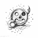 moon, Disappointment, broken heart, letter D  tattoo design idea