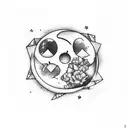 letter D, moon, never give up , broken heart, tattoo design idea