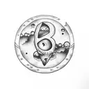 letter D, moon, never give up , broken heart, tattoo design idea